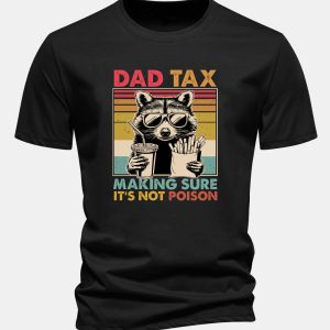 Regular Fit Dad Tax Raccoon Print Cotton T-Shirt