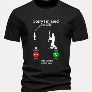 Regular Fit Fishing Print Cotton T-Shirt