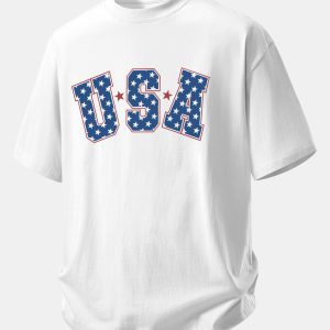 Relax Fit USA Print Cotton T-Shirt