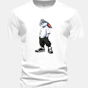 Regular Fit Cool Rabbit Print Cotton T-Shirt
