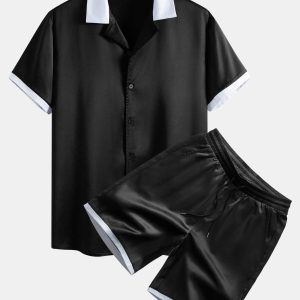 Contrast Satin Shirt & Contrast Satin 7“ Shorts