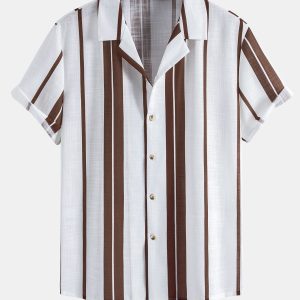 Linen Look Stripe Cuban Shirt