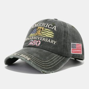 Vintage America 250th Anniversary Embroidered Baseball Cap Distressed Washed Dad Hat