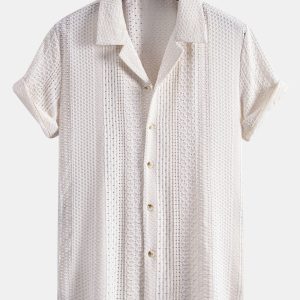 Geometric Jacquard Cuban Collar Shirt