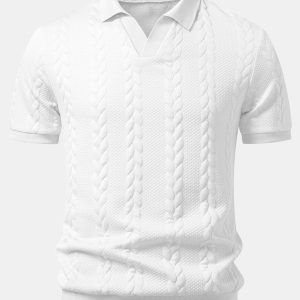 Twist Jacquard V Neck Polo