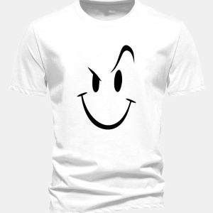 Regular Fit Smiley Face Print Cotton T-Shirt