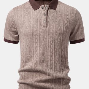 Contrast Geometry Jacquard Knit Polo