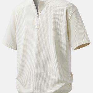 Relax Fit Zipper Waffle T-Shirt