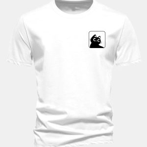 Regular Fit Cat Print Cotton T-Shirt