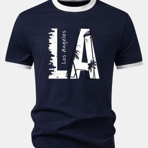 Los Angeles Print Contrast Ringer T-Shirt