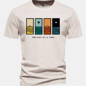 Regular Fit One Day At A Time Print Cotton T-Shirt