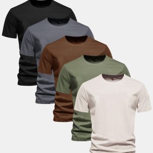 5 Pieces Basic Regular Fit Cotton T-Shirts