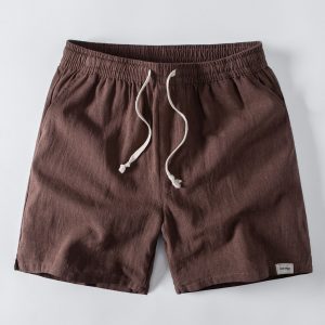 Linen Blend Drawstring 7" Shorts