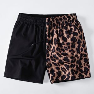 Leopard Print Patchwork 6" Shorts