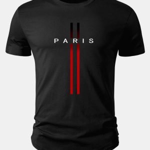 Paris Stripe Print Cotton Arc Hem T-Shirt