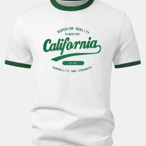 Vintage California Print Contrast Ringer T-Shirt