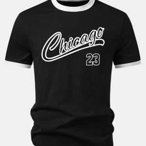 Chicago 23 Print Contrast Ringer T-Shirt