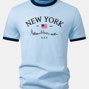 New York Print Contrast Ringer T-Shirt