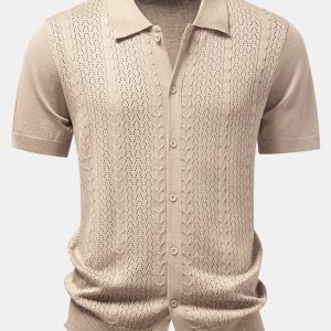 Twisted Jacquard Button Up Knit Shirt