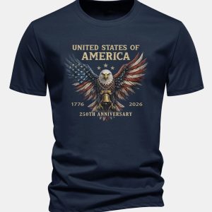 Regular Fit American Eagle 250th Anniversary Print Cotton T-Shirt