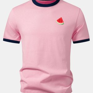 Watermelon Print Contrast Ringer T-Shirt