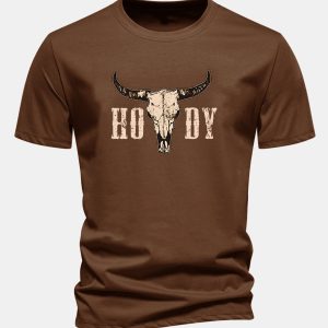 Regular Fit Bull Print Cotton T-Shirt