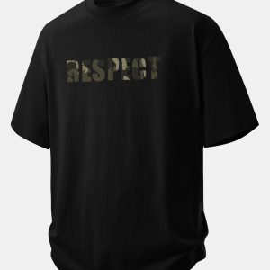 Relax Fit Camouflage Respect Print Cotton T-Shirt