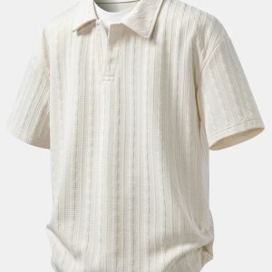 Relax Fit 2 In 1 Twist Jacquard V Neck Polo