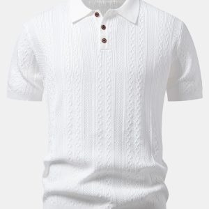 Geometric Jacquard Knit Polo