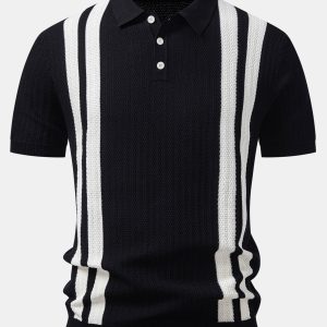 Contrast Textured Knit Polo