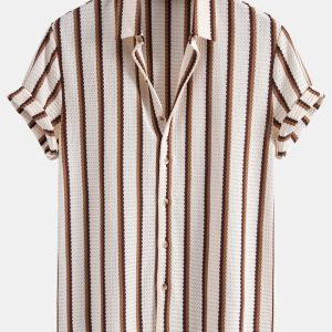 Stripe Waffle Button Up Shirt