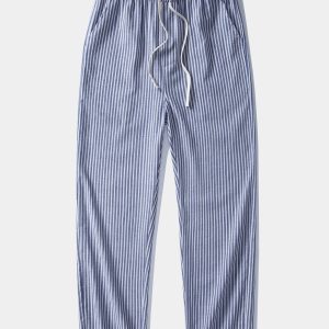Linen Look Stripe Straight Leg Pants
