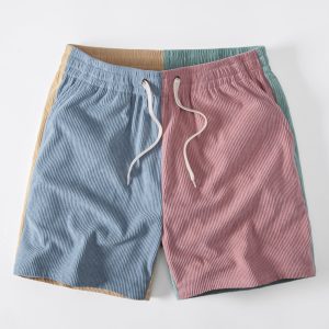 Color Block Drawstring 6" Corduroy Shorts