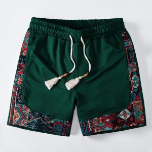 Ethnic Geometric Jacquard Patchwork 8" Shorts