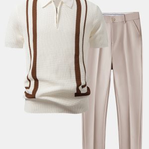 Contrast Zipper Polo & Slim Fit Tapered Trousers