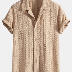 Geometric Jacquard Textured Cuban Shirt